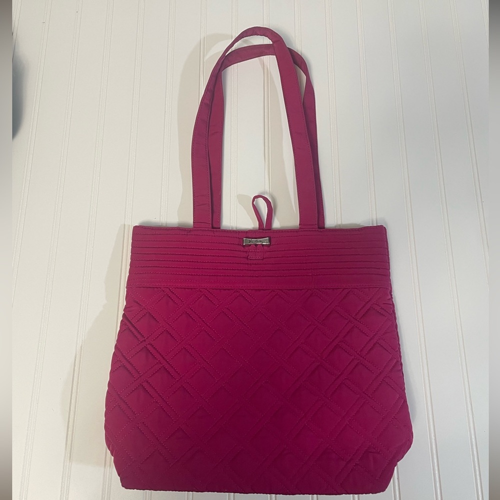 Vera Bradly Pink-Purple Quilted Tote Bag with Toggle Closure